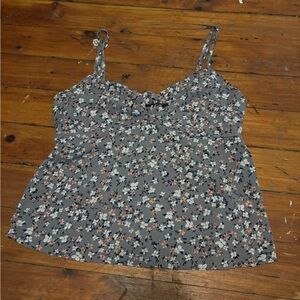 Pink Rose Gray Floral Camisole Top